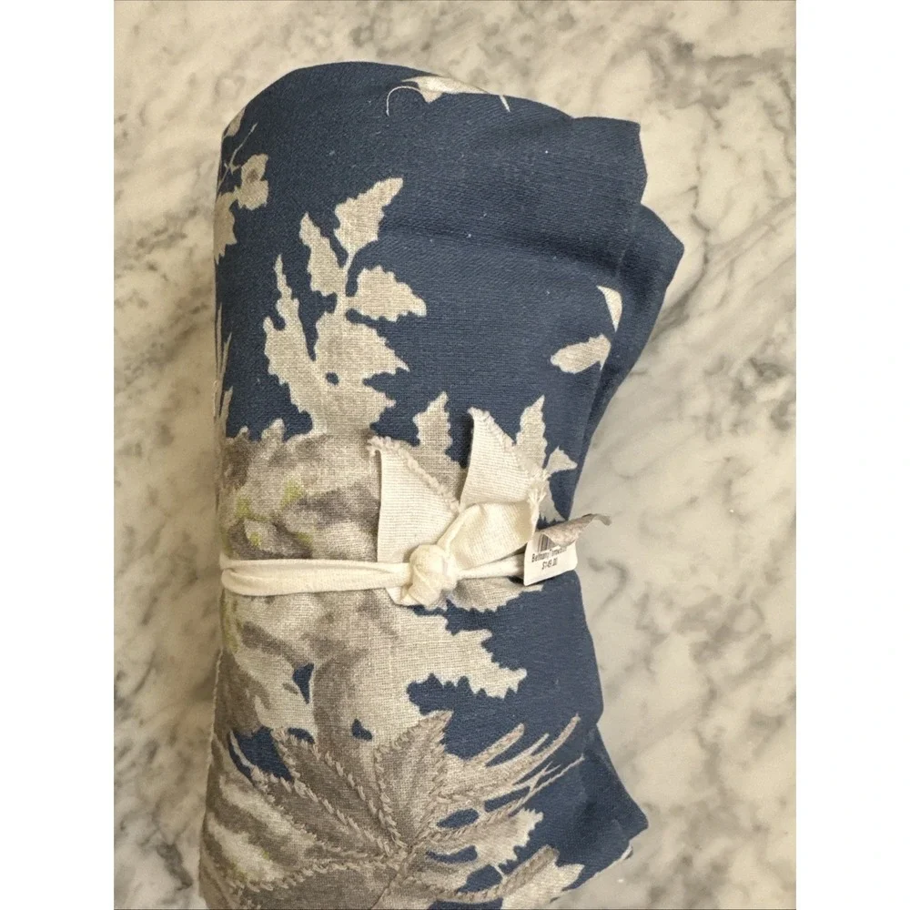 Pottery Barn Bethany Embroidered Organic Cotton Table Throw Cloth 50